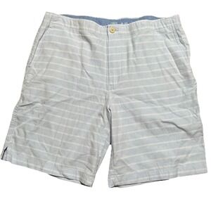 Izod Saltwater Men's Blue White Stripe Chino Shorts Flat Front‎ Sz 36